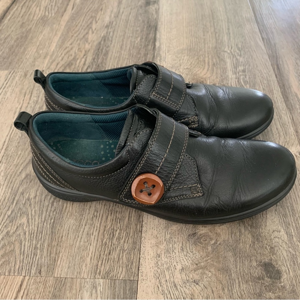 Ecco Monk Black Strap Button Clay Leather Comfort Shoe Mary Jane Women’s 9 / 9.5